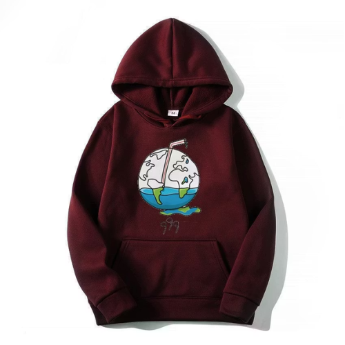 Juice Wrld Graffiti Print Wine Red Hoodie Juice Wrld Graffiti Print Wine Red Hoodie