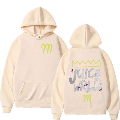 Juice Wrld 999 Letter Print Cream Hoodie Juice Wrld 999 Letter Print Cream Hoodie