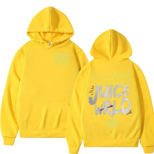 Juice Wrld 999 Letter Print Yellow Hoodie