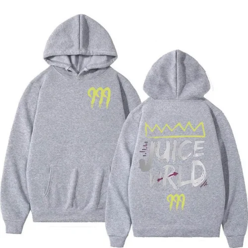 Juice Wrld 999 Letter Print Grey Hoodie